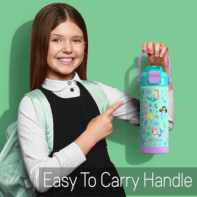 Kids Insulated Water Bottle with Pop-Open Straw & Spout 2-in-1 Lid, 18oz Leak Proof 18/8 Stainless Steel Vacuum Tumbler, BPA-Free Kids Cup For Travel School Boys Girls Toddler, Dinosaur & Monster Car