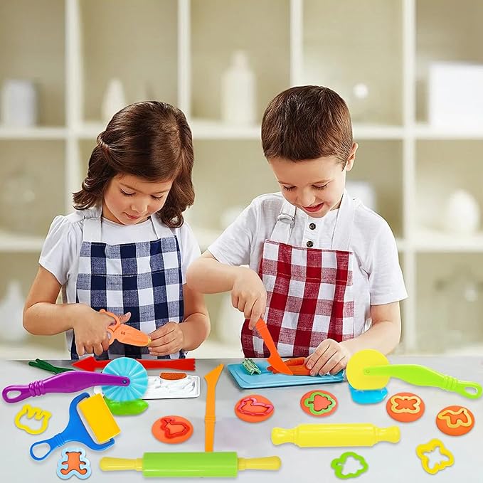 Playdough Tool Set, 22 Pcs Play Dough Tools Sets for Kids Ages 4-8, Playdough Accessories Includes Cutters Roller, Rolling Pins, Safety Scissors, Plastic Knife, Animal Shapes Cutters