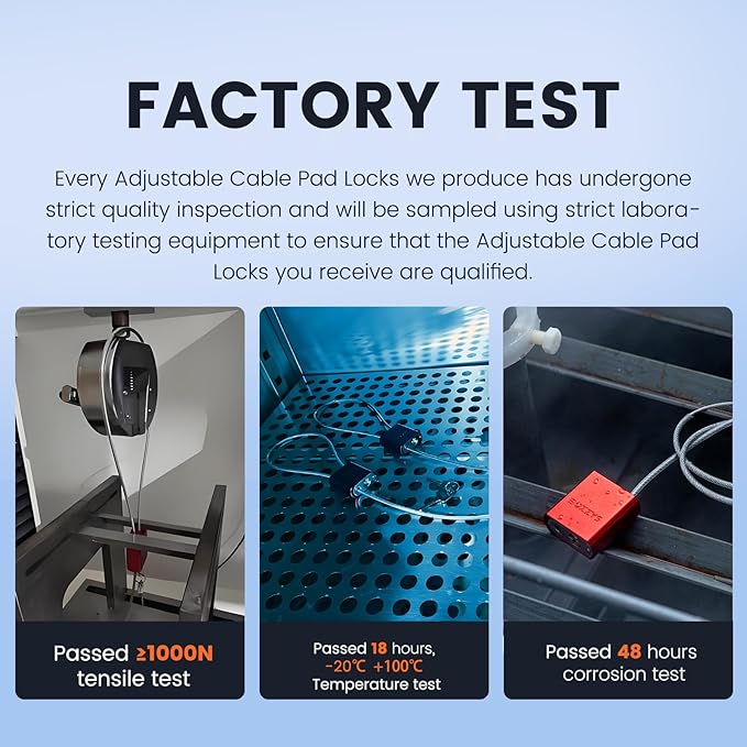 Adjustable Cable Locks with 3 Keys | L 6.56ft x D 1/6in Aluminum Steel Cable Padlock for Bikes, Gate, Lockers & Outdoor Gear | Keyed Different & Silver