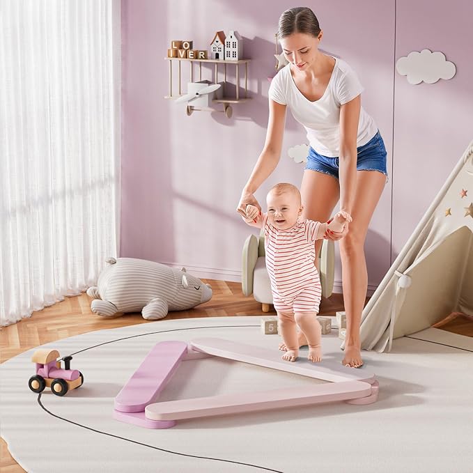 BlueWood Balance Beam for Kids 3-5, Toddler Sensory Wooden Toys and Stepping Stones, Build Coordination Gymnastics Obstacle Motor Skill for Kid