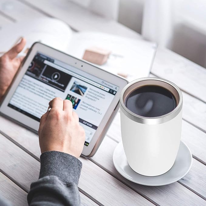 VEGOND Stainless Steel 12 oz Tumblers bulk Vacuum Insulated Double Wall Travel Tumbler with Lid and Straw Reusable Tumbler, White 1 Pack