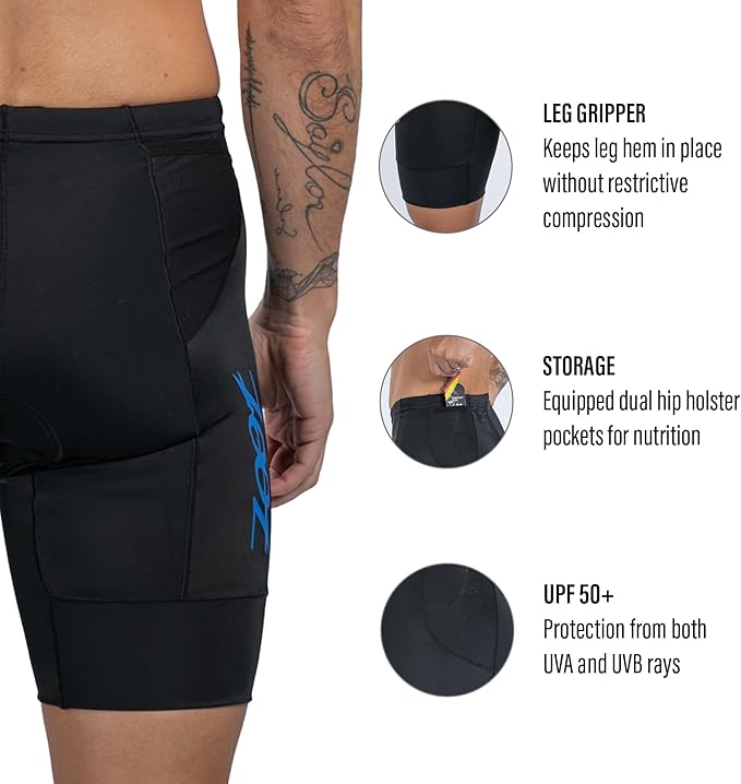 Zoot Men’s Core 7-Inch Tri Shorts, Quick Dry Performance Triathlon Shorts with Cycling Chamois Pad, Pockets & UPF 50+ Fabric