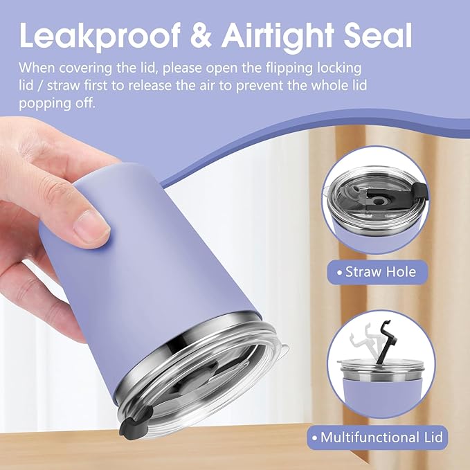 Kids Cups with Straws and Lids Leak Proof, 12oz Sippy Cups for Toddlers 1-3 No Spill, Spill Proof Cup Stainless Steel Kids Cup with Lids for School, Outdoor, 6 Pack