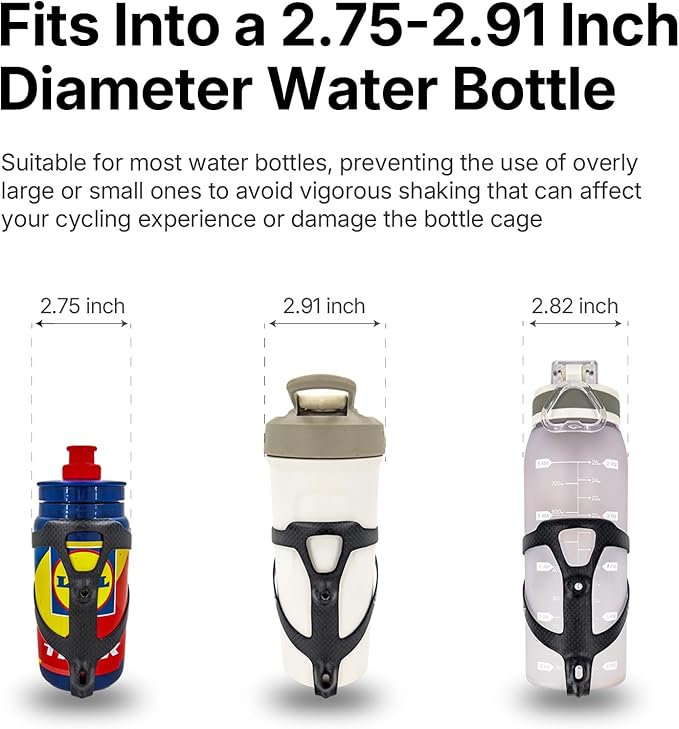 Full Carbon Fiber Bike Water Bottle Holder, Ultra-Light, High Strength Durable Carbon Bottle Cage, Bike Water Bottle Holder Brackets for Road Bike, Mountain Bike, Gravel Bike (1 Pack)