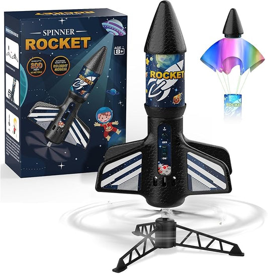 Rocket Launcher for Kids, Self Launching Motorized Air Rocket Toy, Outdoor Toys for Ages 8-12, Model Rockets with Parachute Safely Land, Spaceship Launch up to 200 ft Birthday Gifts for Boys
