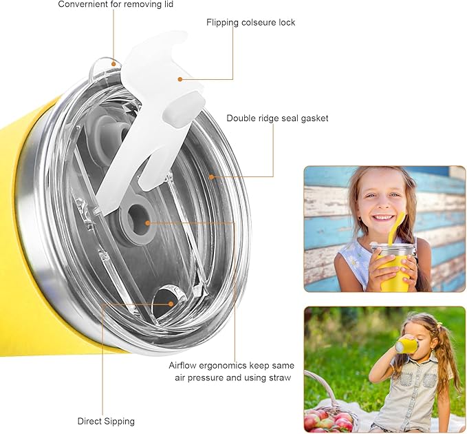 Kids Stainless Steel Cups with Silicone Straws and Lids, Spill Proof Metal Tumblers for Adults, Unbreakable Toddle Cups with Full Wrapped Anti-Scald Sleeves for Hot and Cold Drinks.6Pack.12oz