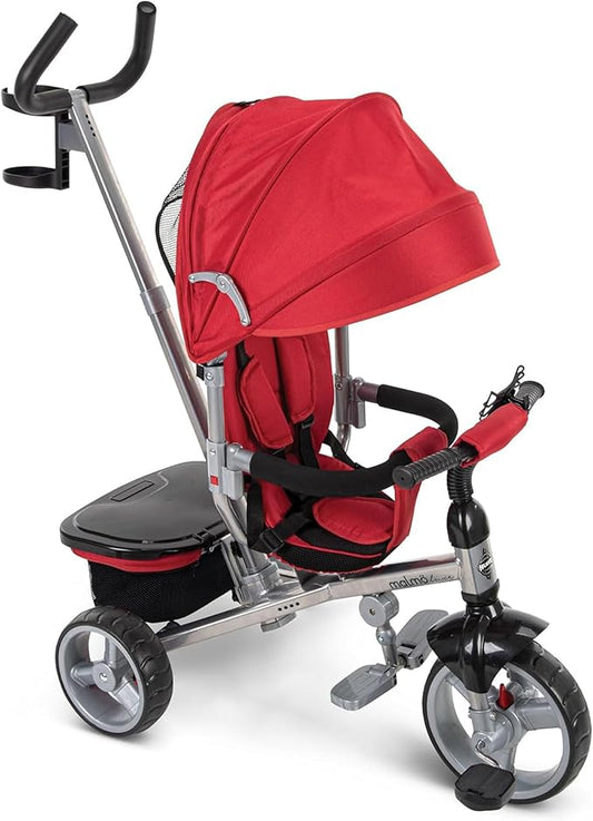 Huffy Malmö 4-in-1 Toddler Push Bike Trike for Kids, Learning Tricycle for Toddlers, Adjustable Push Handle, Grows with Your Kid, Multiple Options and Colors Available, Removable Canopy, Storage Bin