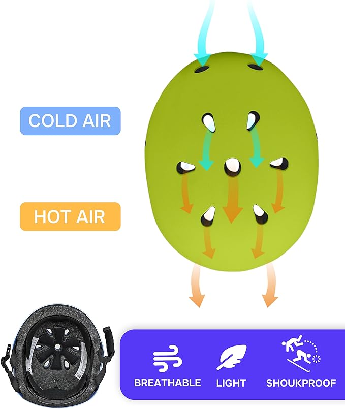 Kids Bike Helmet, Adjustable and Multi-Sport, from Toddler to Youth, 3 Sizes