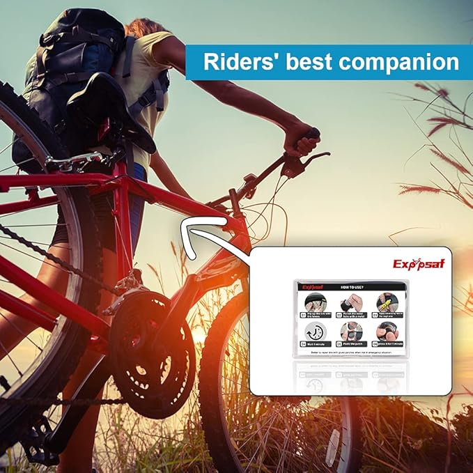 Bike Tire Repair Kit, Bicycle Inner Tube Puncture Patch Kits with Vulcanizing Patches, User Manual, Metal Rasp and Tire Lever, Bike Patch Kit for Mountain and Road Bike