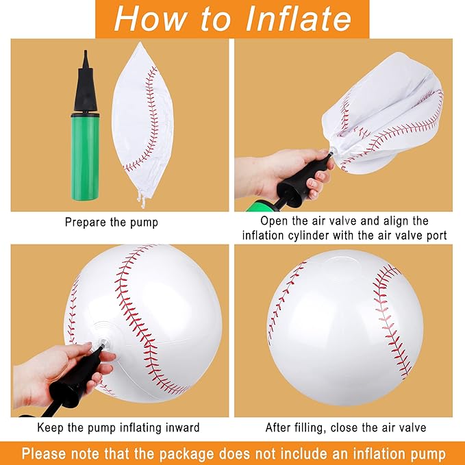 durony 12 Pieces Baseball Beach Ball 11 Inch Inflatable Baseball Bouncing Sports Ball Bouncy Toy Favors for Birthday Party Summer Beach Pool Games Decorations