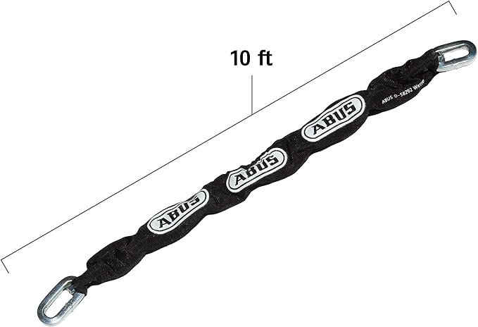 ABUS Hardened Steel 10KS 10 Foot x 3/8" Thick Square Security Chain for Bikes, Containers, Trailers, ATV's, Motorcycles and Personal/Industrial Property