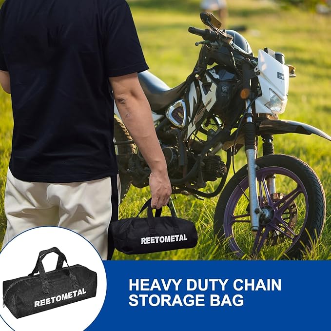 Heavy Duty Security Chain, 2FT x 3/8" Thick Hardened Steel Cut Proof Anti-Theft Lock Chain for Motorcycles, Bikes, ATVs, Trailers, Fences, etc.