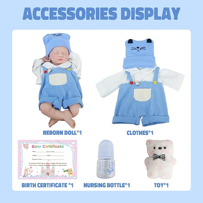 18.9 in Full Silicone Reborn Baby Dolls, 1:1 Lifelike Newborn Dolls Non Vinyl Realistic Reborn Toddler Dolls Boy Washable Sleeping Doll
