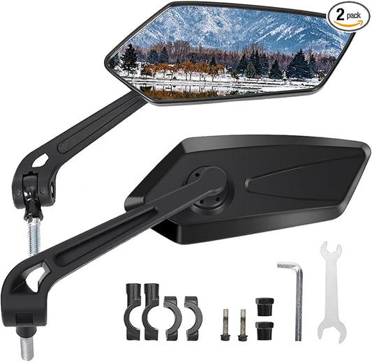 Pair Of Bike Mirrors, Bike Mirrors For Handlebars, 360-Degree Rotating Rear View Glass Lens, Safe Riding Mirrors, Scratch-Resistant Glass Lens, Universal Fitting Accessories