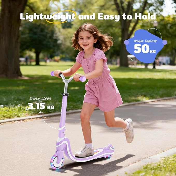 Scooter for Kids with Light-Up Wheels & Deck, Adjustable Heights 2 Wheel Kick Scooters for Kids 5-7, Toddler Scooters with 4 Lighting Mode Deck