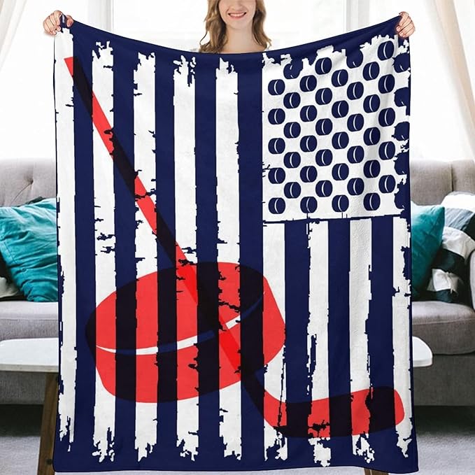 Kids Blankets for Girls - Hockey Gifts - Boys Blanket for Team Player - 60"x80" Soft Fleece Throws for Bed