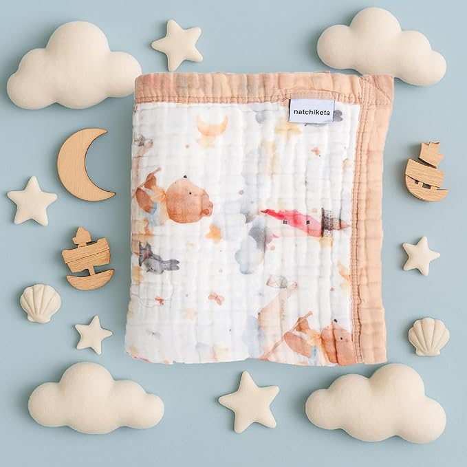 Organic Cotton Muslin Baby Blanket for Boys and Girls - Luxurious Soft Toddler Quilt for Swaddling - Gender Neutral Blanket - Baby and Toddler Gift - Dream Big