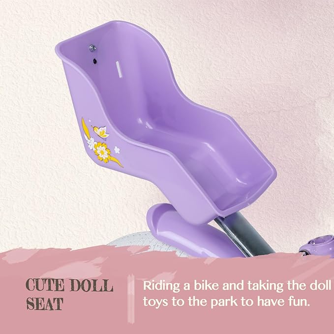 Glerc Sasha Girls Bike, 12-20 Inch Kids Bike for Children Ages 2-13 Years, Kids Bicycle with Doll-Seat & Basket & Training Wheels, Multiple Colors