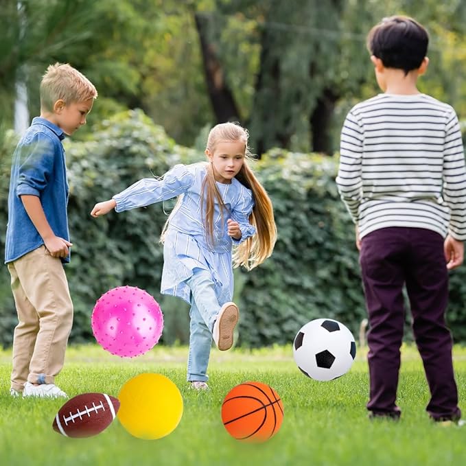 Balls for Toddlers 1-3,Toddler Sports Ball Outdoor Toys,Set of 7 Kids Foam Ball Baby Ball Indoor Outdoor Toys-Playground Ball Basketball Football Volleyball Rugby Bounce Ball with Bag