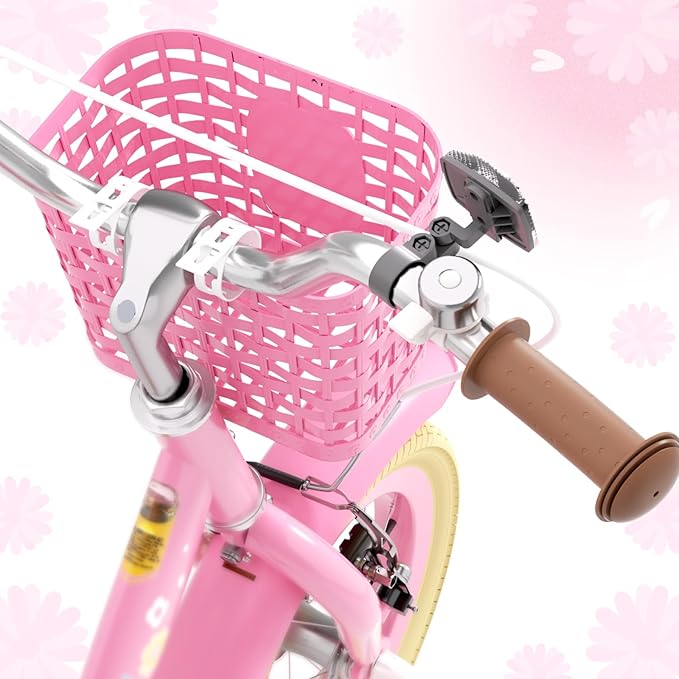 XJD Girls Bike for Toddlers and Kids Ages 2-12 Years Old,12 14 16 Inch Kids Bike with Training Wheels & Basket
