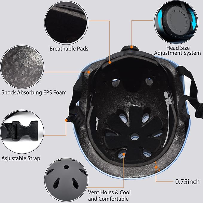 Kids Helmet Set with Knee Pads Elbow Pads Wrist Guards,Adjustable Helmet for Toddler Kids&Youth,3~14yrs Girl Boy Kids Protective Gear Set for Roller Skate Scooter Inline skatings Longboard