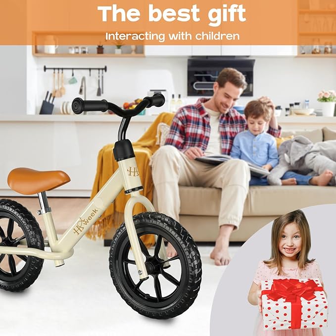 Toddler Balance Bike 12” No Pedal Training Bicycle for Kids 24 Months to 5 Years Tool-Free Adjustments Seat and Handlebar Best Gift for 2 3 4 5 Boys Girls