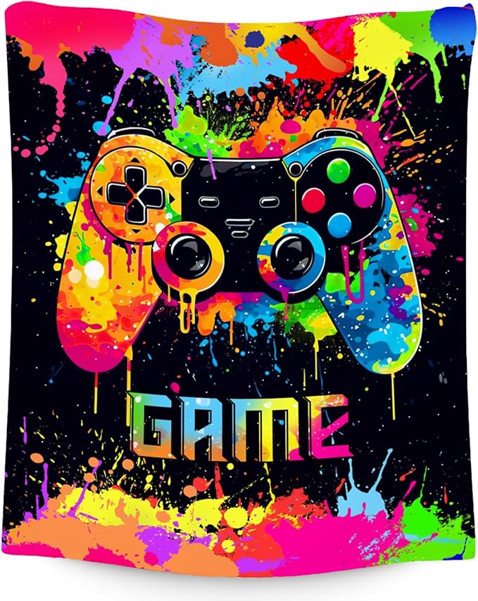 Mercuryelf Blanket for Boys Gaming Blankets Gifts - 60x80 Inch Cozy Flannel Throw for Teens Adults