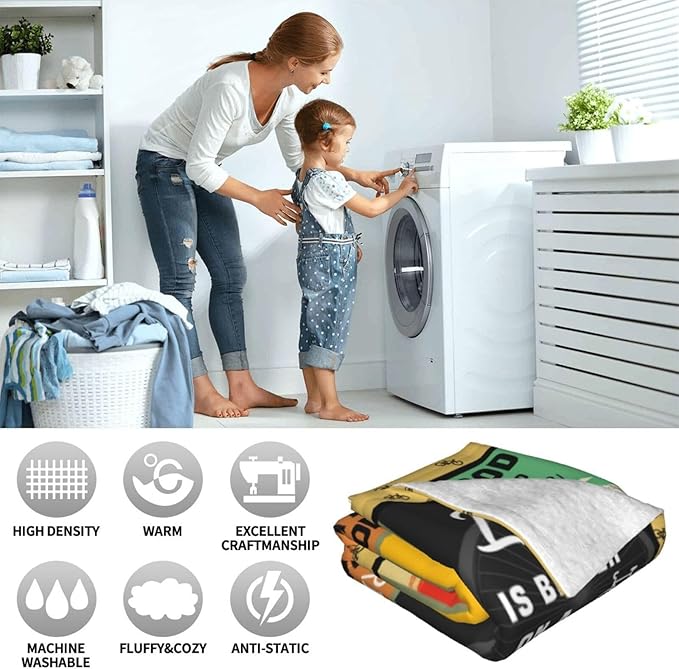 Bicycle Cycling Blanket for Mens, Bike Flannel Throw Blanket, Fleece Soft Cozy Stuff Blankets Gift for Women Men Couch Sofa Bed 60" x 50"