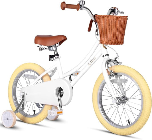 Girls Bike for Age 2-12 Years Old Kids Toddlers 12 14 16 18 20 Inches Retro Bicycles with Training Wheels Basket Bell Ring, Multiple Colors