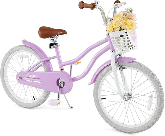 HONEY JOY Kids Bike, 12 14 16 18 20 Inch Toddler Bikes w/Training Wheels, Handbrake & Coaster Brake, Fully Enclosed Chain, Adjustable Handlebar & Seat, Kids Bicycle w/Basket, Girls Boys Bike 3-8