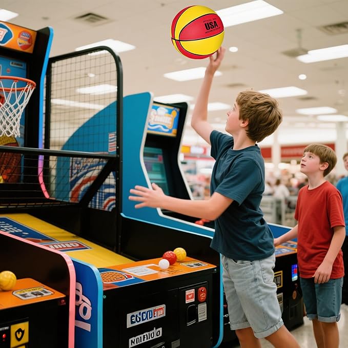 Jenaai 6 Pack Mini Basketballs with Pump for Kids 7 Inch Size 3 Rubber Arcade Basketball Color Small Toy Indoor Outdoor Pool Arcade Games Colorful Basketball for Kids Toddlers(Classic)