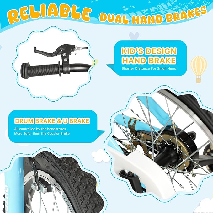 Outroad Kids Bike for Boys Girls Age 3-9 Years Old, 14 16 18 Inch Kid's Bike with Training Wheels, Children Bicycles for Toddler, Blue and Red