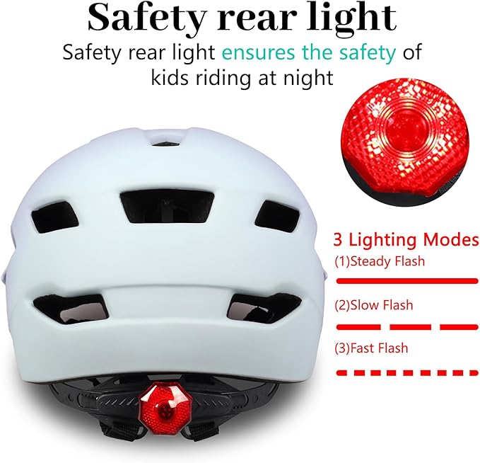 Kids Bike Helmet, Youth Toddler Boys Girls Helmets, 2 Size Adjustable for Ages 2-3-5-8-14 Years, Child Helmet with Visor and LED Light, Lightweight Multi-Sport Bicycle Scooter Cycling Helmets