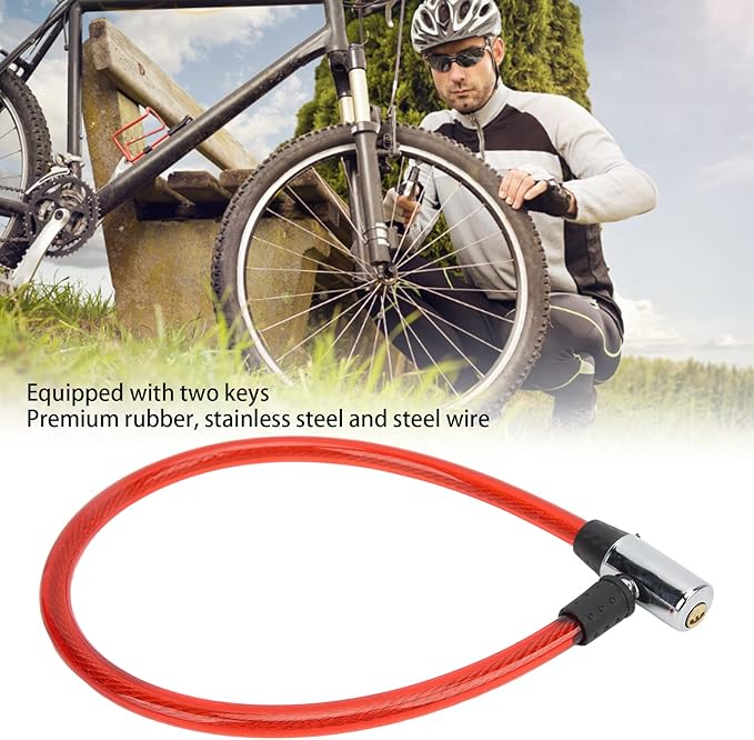 Bike Lock Cable with Key Steel Wire Portable Cable Lock Security Bike Lock for Bike Motorcycle Gate 3 Colors