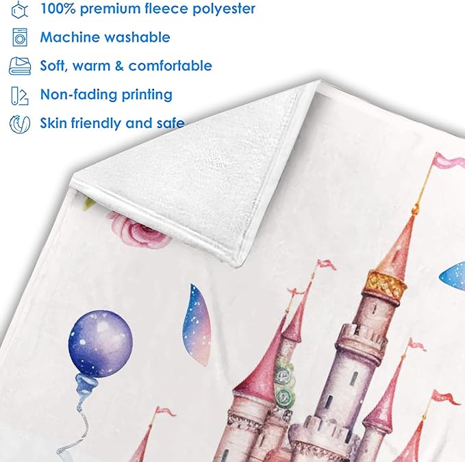 Zocoshi Personalized Baby Blankets Princess Nursery Blanket for Girls, Personalized Baby Gifts with Name, Customized Baby Blanket, Newborn Boy Gift, Soft Fleece (Princess Nursery Blanket)