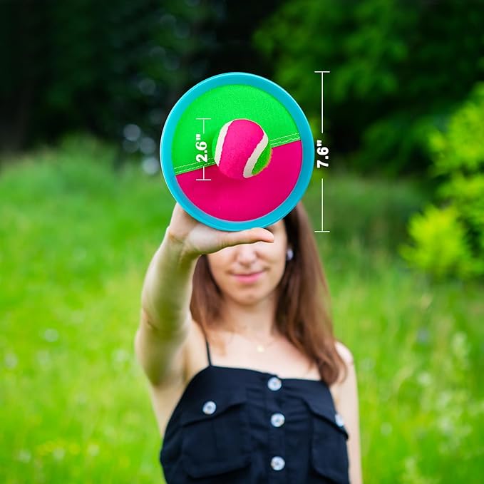 Ayeboovi Toss and Catch Ball Set with 8 Paddles 4 Balls Outdoor Beach Pool Toys for 3 4 5 6 7 8 Year Old Boys Girls Birthday Gift Stocking Stuffers Outside Camping Lawn Yard Games for Kids and Family