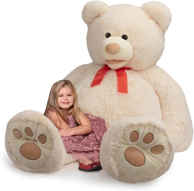 HollyHOME 5ft Giant Teddy Bear Stuffed Animal Huge Teddy Bear Plush with Big Footprints Valentines Gift 5 Feet Beige