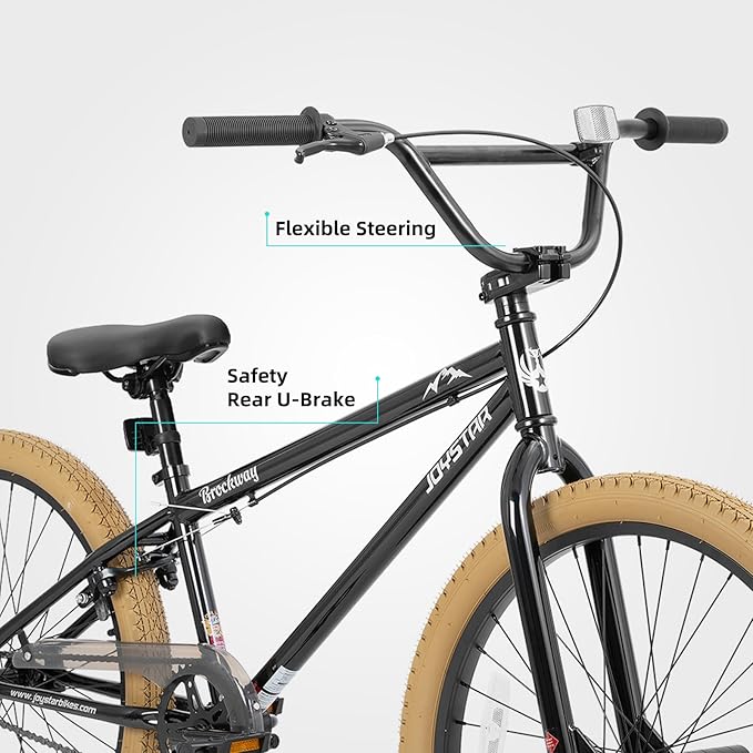 JOYSTAR Brockway Freestyle Kids BMX Bikes 20" 24" Kids Bicycles for 6-14 Years Old Boys Girls and Beginner-Level Riders 2 Pegs Multiple Colors