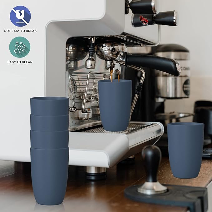 Wheat Straw Cups 6 PCS Good Alternative to Plastic Reusable Cups 20 oz Unbreakable Drinking Cup Reusable Dishwasher Safe Water Plastic Glasses Navy Blue