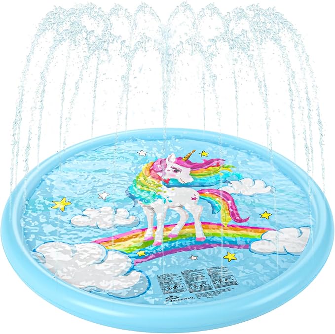 Jasonwell Splash Pad Sprinkler for Kids Splash Play Mat Outdoor Water Toys Inflatable Splash Pad Baby Toddler Pool Boys Girls Children Outside Backyard Dog Sprinkler Pool Age 1 2 3 4 5 6 7 8 9 (75'')