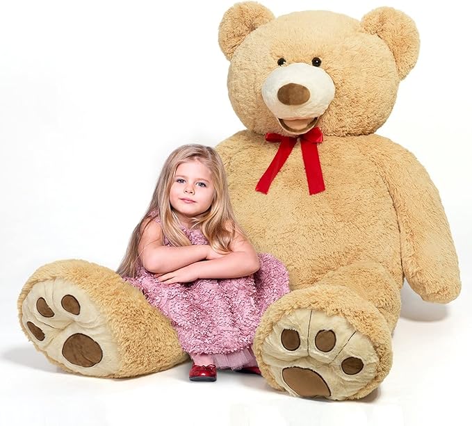 HollyHOME 5ft Giant Teddy Bear Stuffed Animal Huge Teddy Bear Plush with Big Footprints Valentines Gift 5 Feet Light Brown