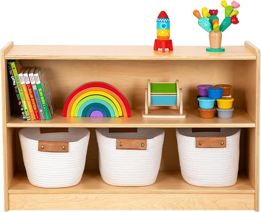 OOOK Montessori Shelf, Toy Organizers and Storage, 2-Tier Toddler Bookshelf Suitable for Classroom, Kindergarten, Kids Room, Playroom and Daycare Center