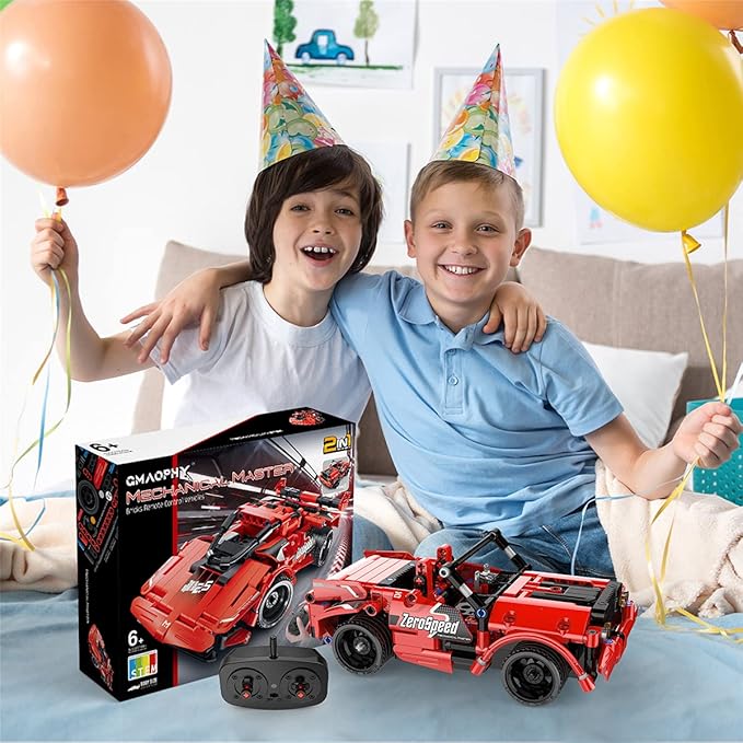GMAOPHY STEM Building Toys for Kids Age 5 6 7 8 9 10 11 12 Years Old, 2 in 1 Remote Control Racer Car Engineering Kits, Early Learning Building Blocks, Christmas Birthday Gift for Boys Girls Age 8-12