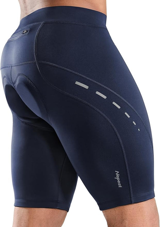 Nepest Men's Bike Shorts 4D Padded Cycling Road Biking Riding Biker Bicycle Mountain Cycle Shorts Zipper Pockets