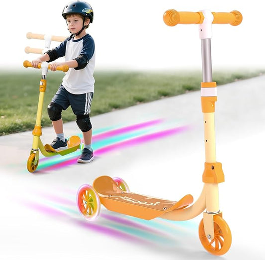 Kids Kick Scooter with Adjustable Height & LED Flash Wheels | 3 Growing Levels | Outdoor Fun for Boys & Girls