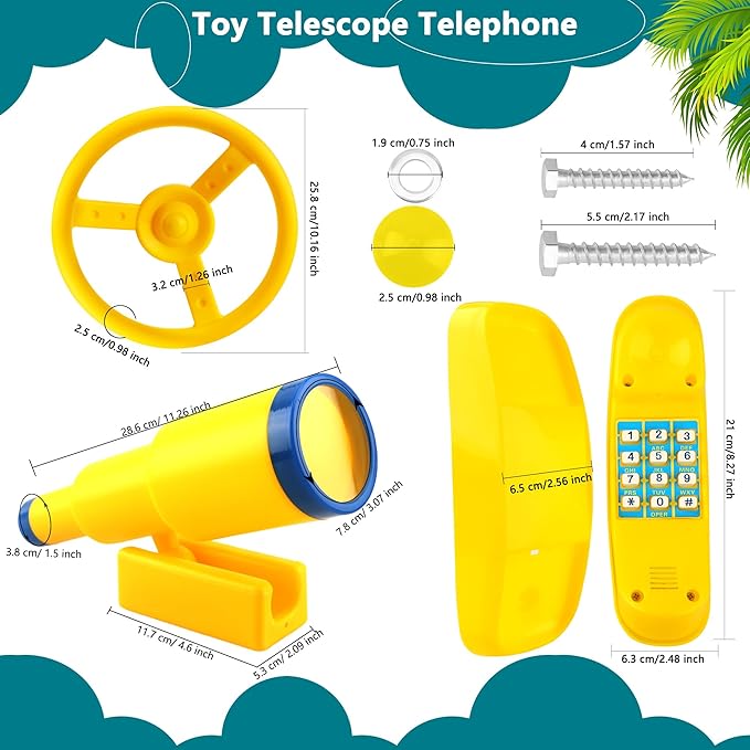 Playground Accessories Swingset Steering Wheel Plastic Telescope Telephone Swingset Phone Toy for Kids Outdoor Playground Backyard Treehouse
