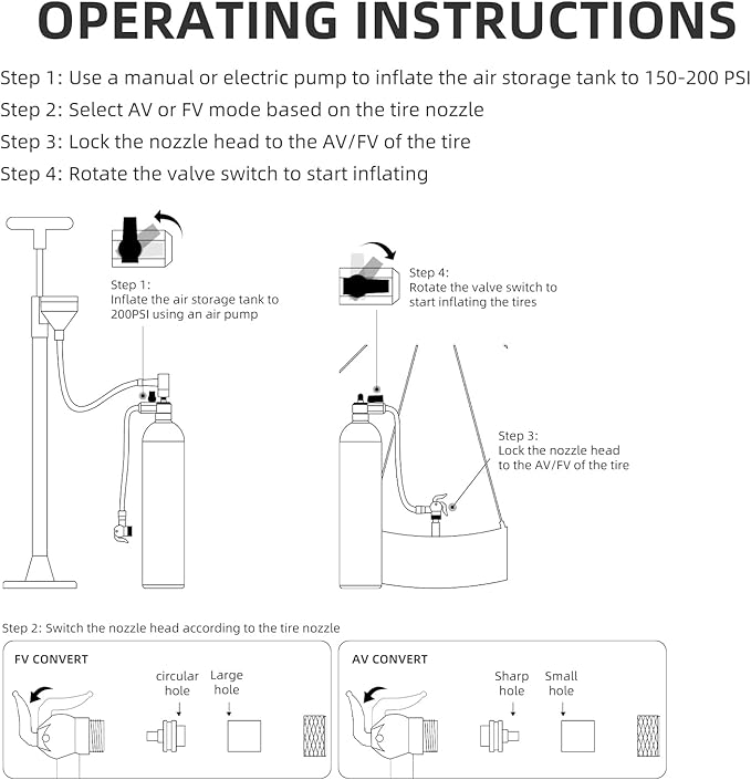 Tire Booster - 1.2L Aluminum Alloy MTB Road Inflator Tire Air Bottle - Valve Gas Cylinder & Accessories