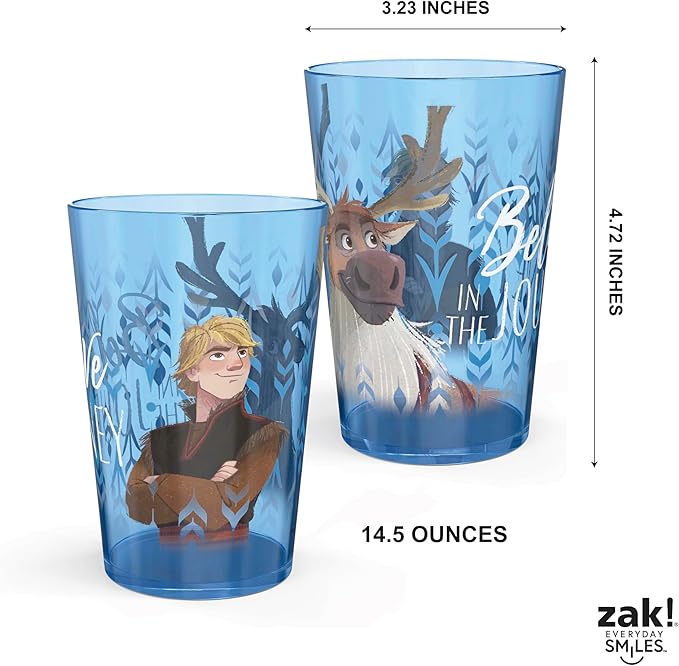 Zak Designs 14.5oz Disney Frozen 2 Nesting Tumbler Set Includes Durable Plastic Cups, Fun Drinkware is Perfect for Kids, 4pk (14.5oz, Anna & Elsa & Olaf)