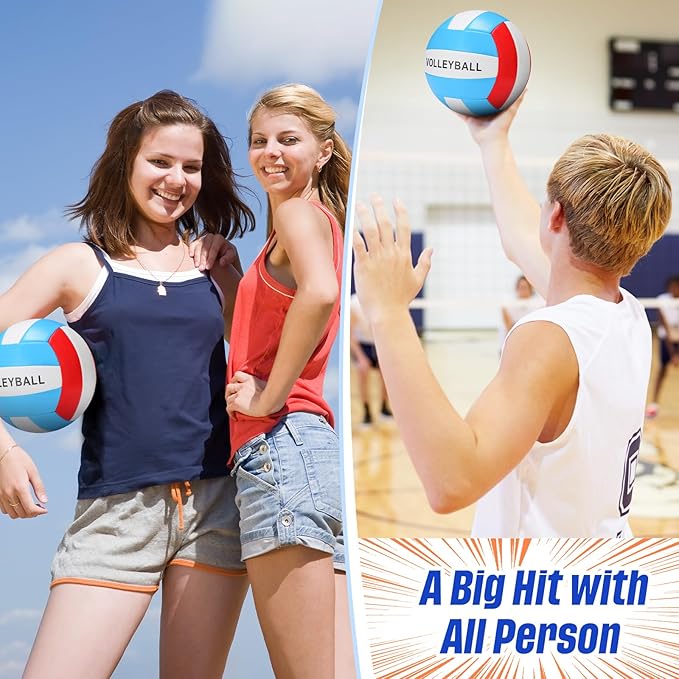 Jenaai 5 Set of Sport Balls, Assorted Official Size Athletic Balls Include Basketball Football Soccer Volleyball Playground Ball with Bags and Pumps, Sports Balls Pack for Kids Toys Gift