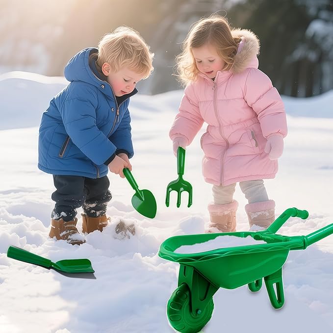 Duckura Kids Gardening Tools Set - 4pcs Garden Tool for Kids with Shovel, Rake, Hoe, Outdoor Summer Yard Lawn Digging Toys, Halloween Birthday Gifts for Boys Girls Age 2 3 4+ Years Old